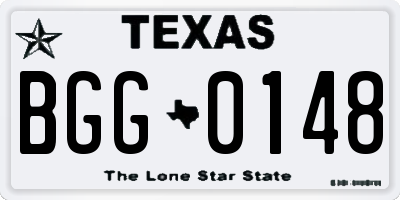 TX license plate BGG0148