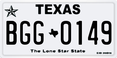 TX license plate BGG0149