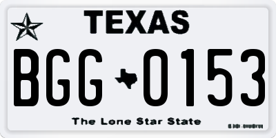 TX license plate BGG0153