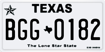 TX license plate BGG0182
