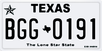 TX license plate BGG0191