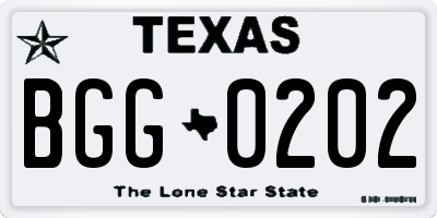 TX license plate BGG0202