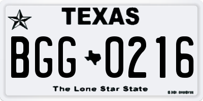 TX license plate BGG0216