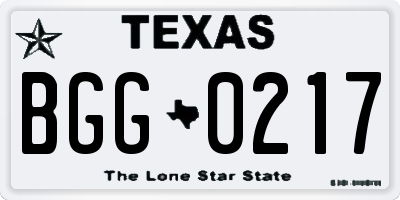 TX license plate BGG0217