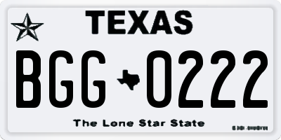 TX license plate BGG0222
