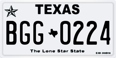 TX license plate BGG0224
