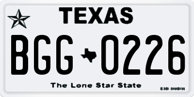 TX license plate BGG0226