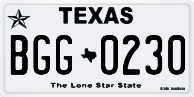 TX license plate BGG0230