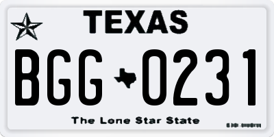 TX license plate BGG0231
