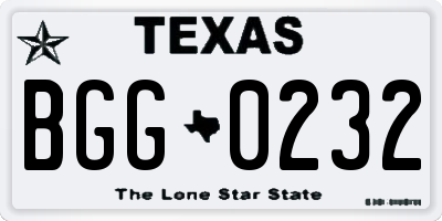 TX license plate BGG0232