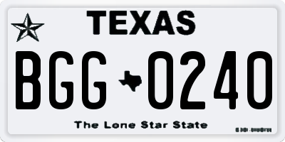 TX license plate BGG0240