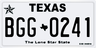 TX license plate BGG0241