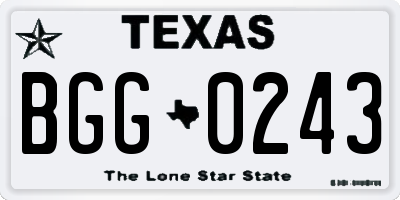 TX license plate BGG0243