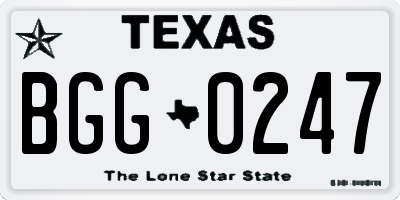 TX license plate BGG0247