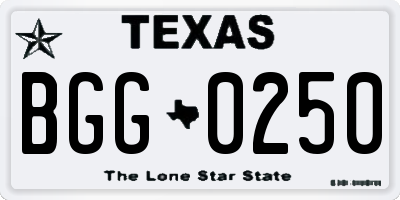 TX license plate BGG0250