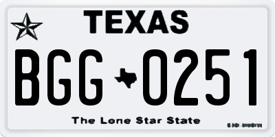 TX license plate BGG0251