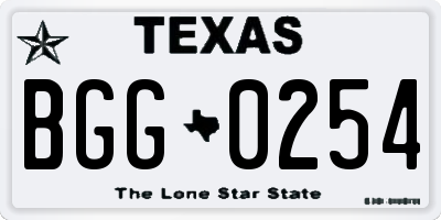 TX license plate BGG0254