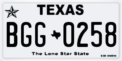 TX license plate BGG0258
