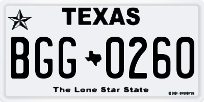 TX license plate BGG0260