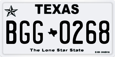 TX license plate BGG0268