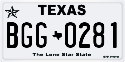 TX license plate BGG0281