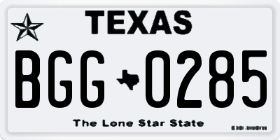 TX license plate BGG0285