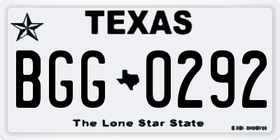 TX license plate BGG0292