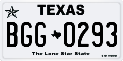 TX license plate BGG0293