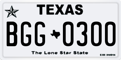 TX license plate BGG0300