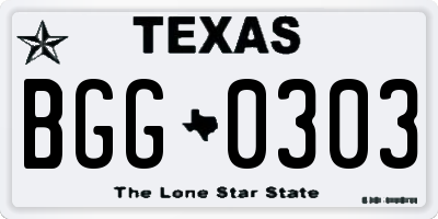 TX license plate BGG0303