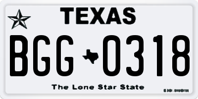 TX license plate BGG0318