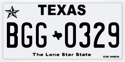 TX license plate BGG0329