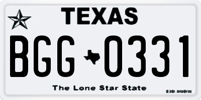TX license plate BGG0331