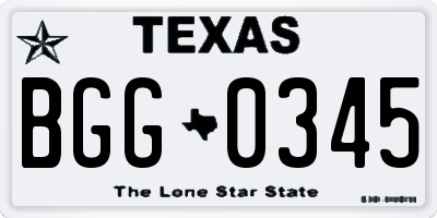 TX license plate BGG0345