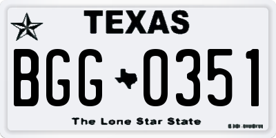 TX license plate BGG0351