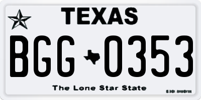 TX license plate BGG0353