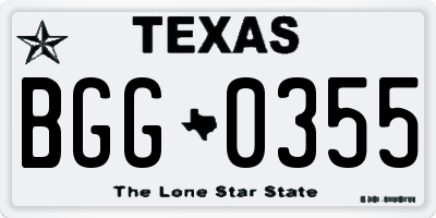 TX license plate BGG0355