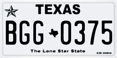TX license plate BGG0375