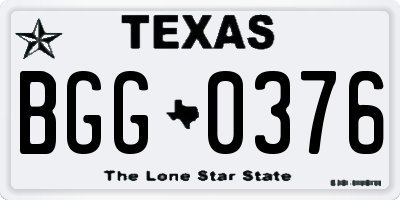 TX license plate BGG0376
