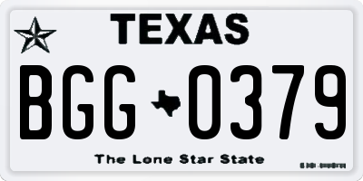 TX license plate BGG0379