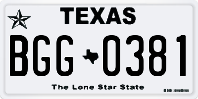 TX license plate BGG0381