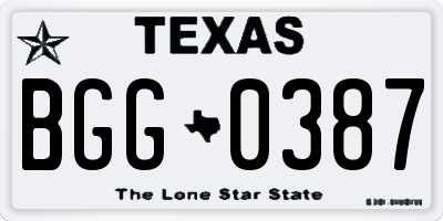 TX license plate BGG0387