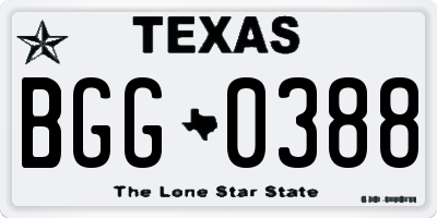 TX license plate BGG0388