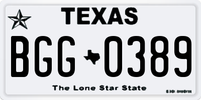 TX license plate BGG0389
