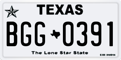 TX license plate BGG0391