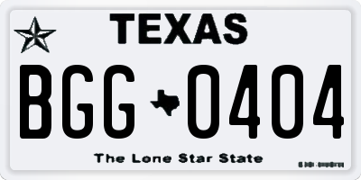 TX license plate BGG0404