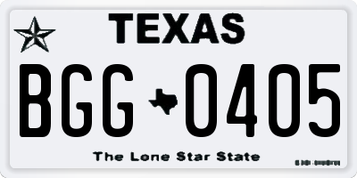 TX license plate BGG0405