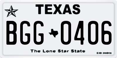 TX license plate BGG0406