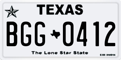 TX license plate BGG0412