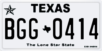 TX license plate BGG0414